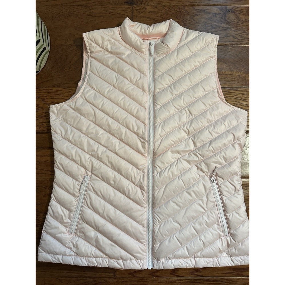 J.McLaughlin Womens Pink Goose Down Puffer Vest Size Large Full Zip Lightweight - Picture 1 of 11